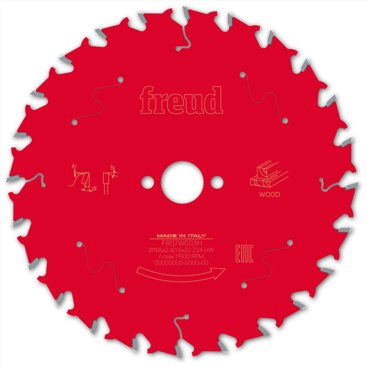 Freud AAA20200 Handkreissägeblatt Ø 165 2,4/1,6 AL20 Z24 BA 15° F03FS09688-FR07W003H
