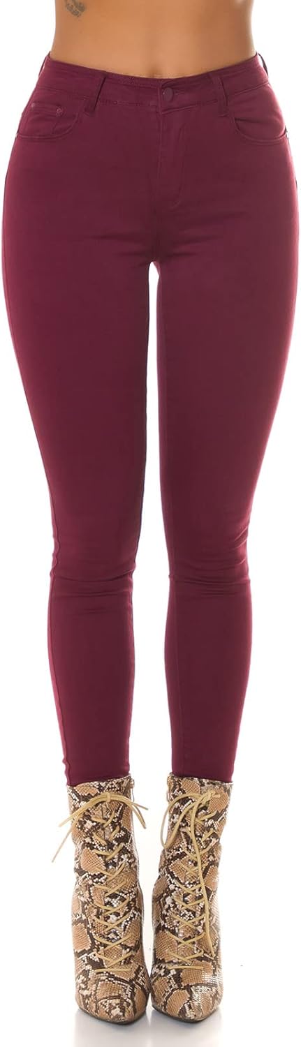 Koucla Coloured Push-up High Waist Skinny Jeans 44 Bordeaux, 44 Bordeaux