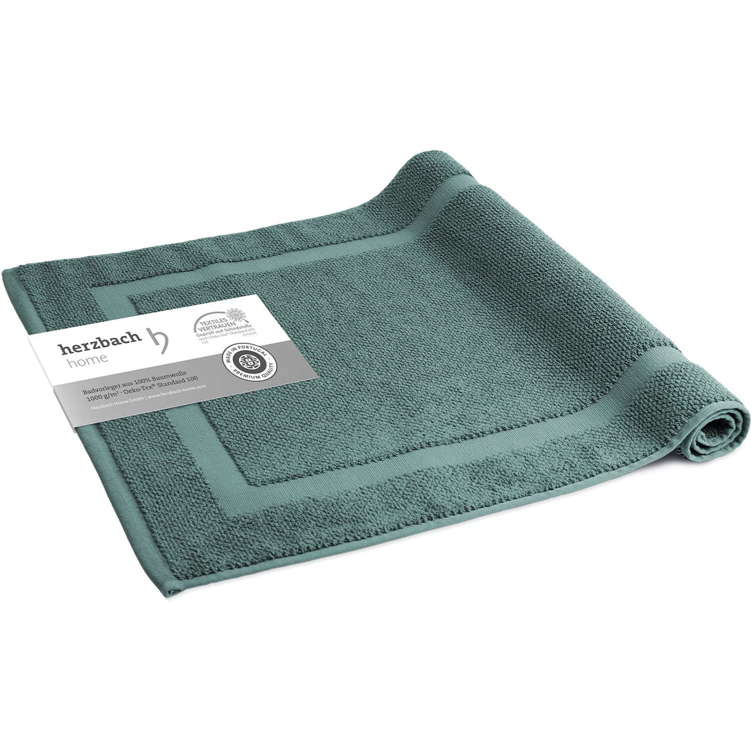 herzbach home Badvorleger 100% Baumwolle | Duschvorleger | 1.000 g/m² | Saugfähig | Waschbar (Ozeang