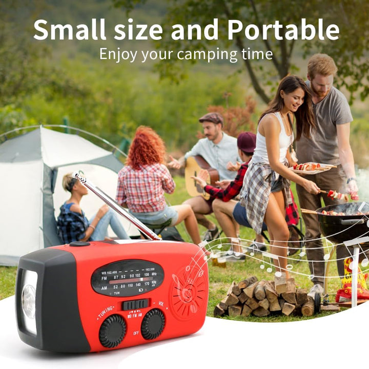 Kurbelradio, 2000mAh Notfallradio Solar Radio Power Bank, AM/FM Radio mit USB Handy Lader und Tasche