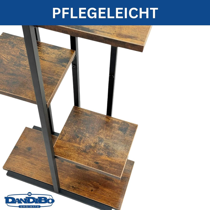 DanDiBo Blumenregal Indoor Metall Schwarz 6 Etagen Holz 96581 Blumentreppe Pflanzenständer Modern Bl