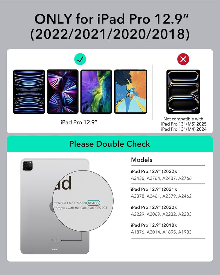 ESR Magnetische Keyboard Hülle, iPad Tastatur Hülle für iPad Pro 12.9 2022, magnetischer Ständer, Po