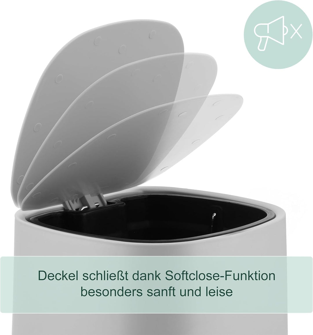Relaxdays Mülleimer Bad, 5 l, Kosmetikeimer mit Soft-Close, Matte Optik, entnehmbarer Inneneimer, Tr