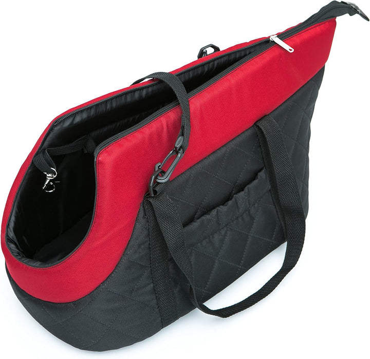 Hundetasche Tragetasche für kleinen und mittleren Hund Welpen Katze, Schwarz mit Rot - von 3 kg M -