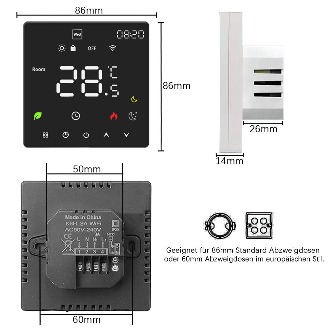 WiFi Thermostat Fussbodenheizung Für Wasser Fussbodenheizung, Programmierbar Raumthermostat, Thermos