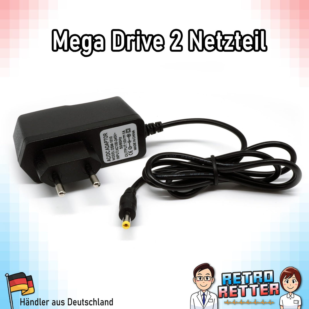 RetroRetter Netzteil für Sega Mega Drive 2 - Ladekabel Netzkabel Adapter Strom Kabel MD2