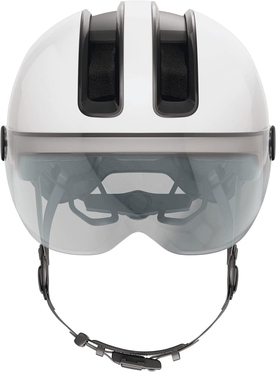 ABUS Stadthelm HUD-Y ACE - stylischer Fahrradhelm mit Visier und magnetischem, aufladbarem LED-Rückl