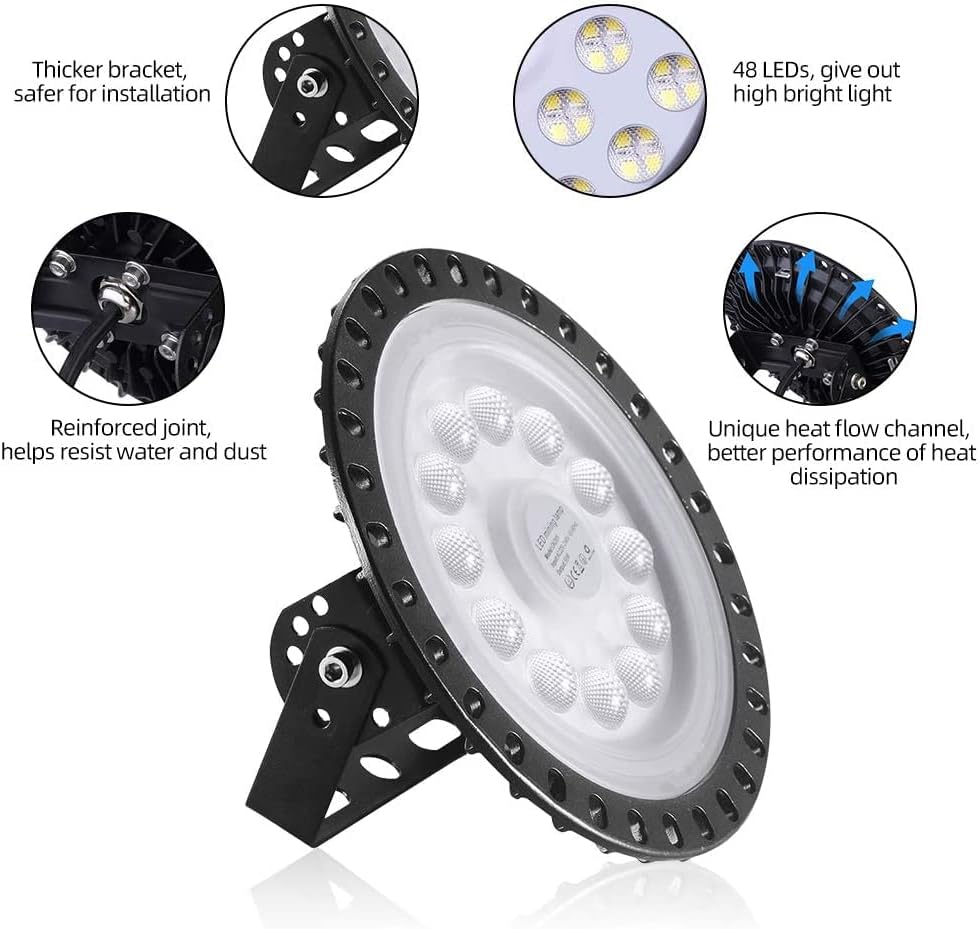 Sararoom 50W LED Strahler Hallenstrahler, 2 Pack 4000LM UFO Industrielampe Werkstattlampe, 6500K Kal