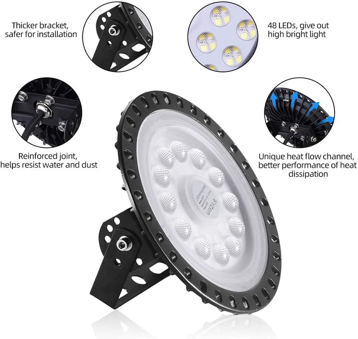 Sararoom 50W LED Strahler Hallenstrahler, 2 Pack 4000LM UFO Industrielampe Werkstattlampe, 6500K Kal