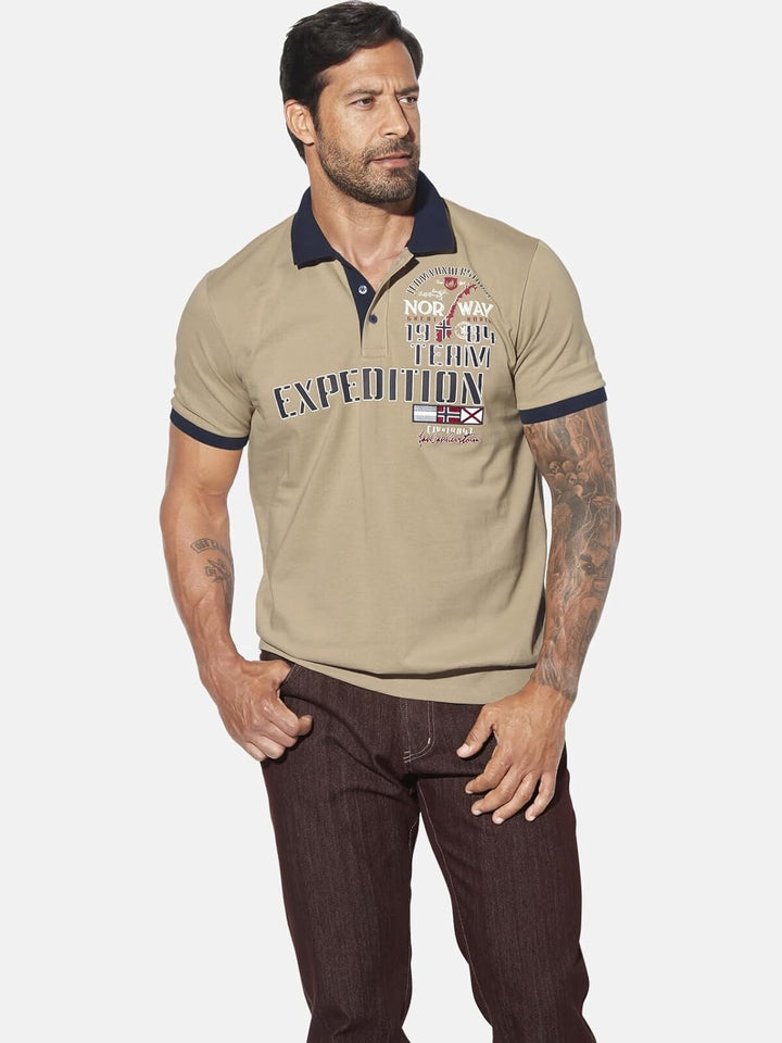 Jan Vanderstorm Herren Poloshirt Erling Kurzarm, Knopfleiste|grosser Audruck | Reine Baumwolle |gros