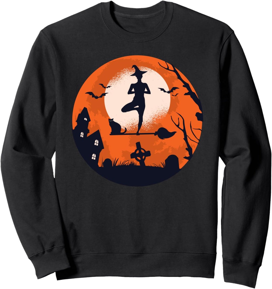Halloween Yoga Hexe Katze Sweatshirt