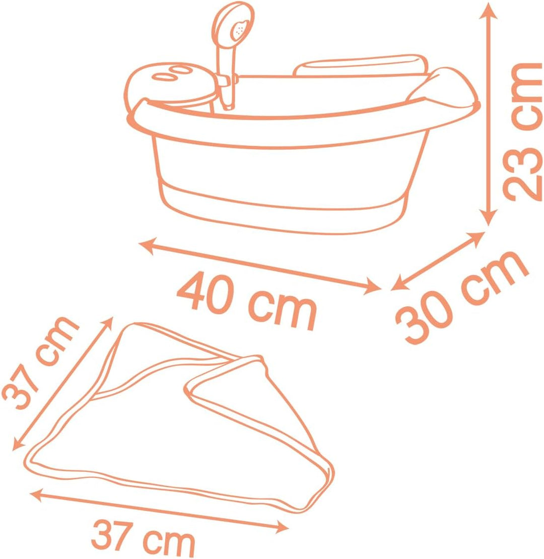 Smoby – Baby Nurse Puppen-Badewanne – Elektronisches Spielmodul mit Wasserstrahlen, LED-Licht, Blase
