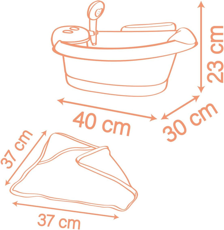 Smoby – Baby Nurse Puppen-Badewanne – Elektronisches Spielmodul mit Wasserstrahlen, LED-Licht, Blase