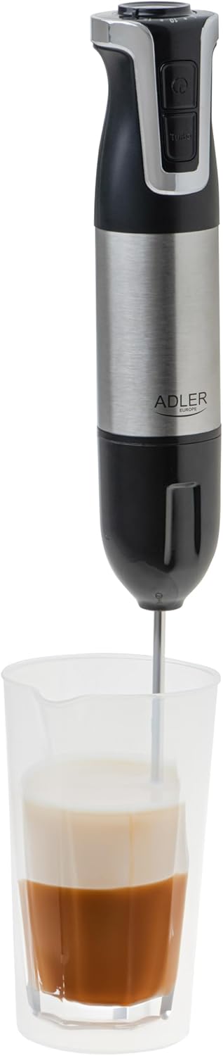 ADLER EUROPE, Stabmixer-Set, Zerkleinerer: 600 ml, Becher: 700 ml, 20 Geschwindigkeitsstufen, 4 Edel