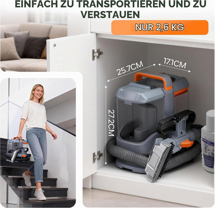Polsterreiniger Gerät 450W 13kPa, Nasssauger Polsterreiniger für Sofa &amp; Auto, Waschsauger Teppichrei