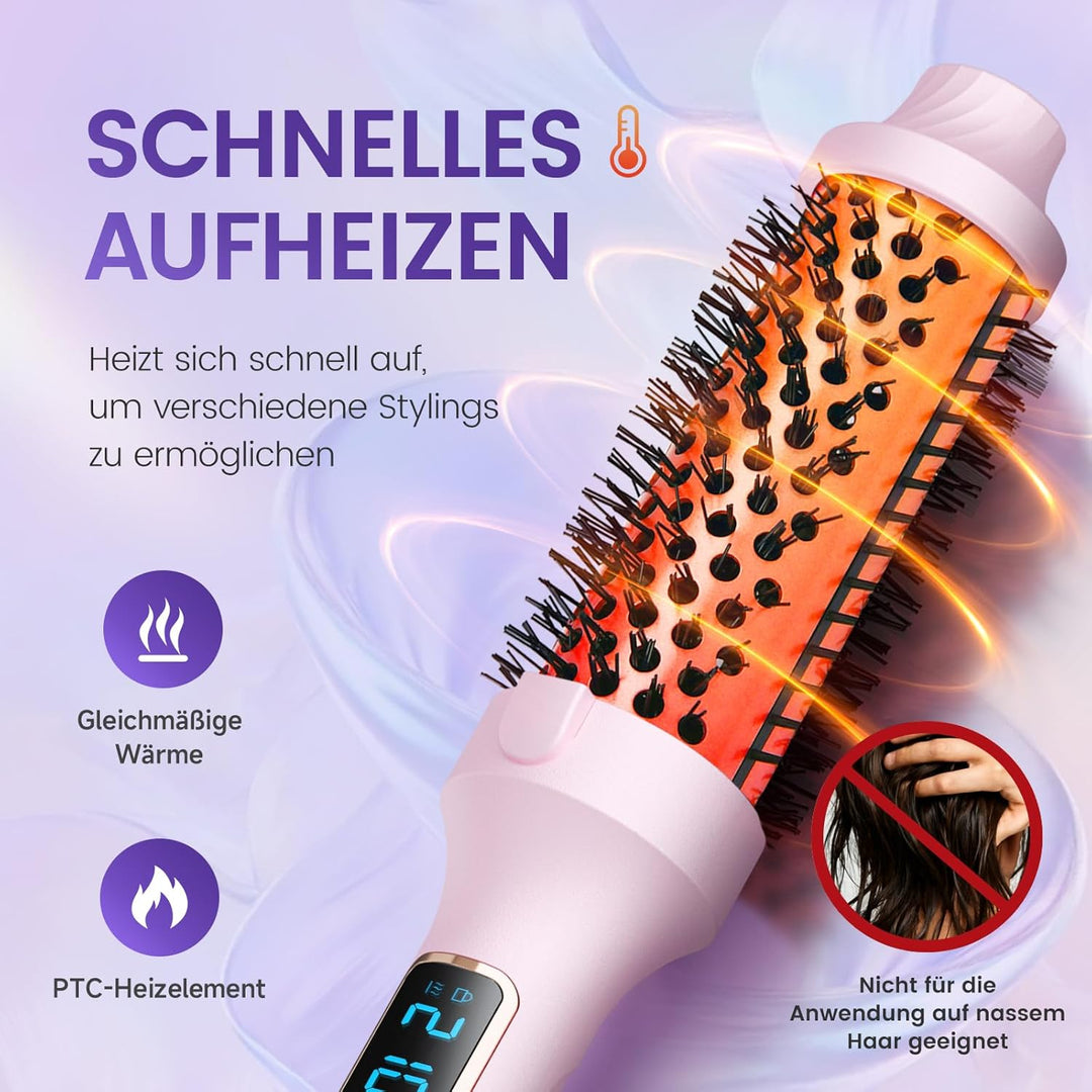 PRITECH Thermobürste, 38MM Thermal Brush Beheizte Ionische Lockenbürste Macht das Haar Glatter, 5 Te