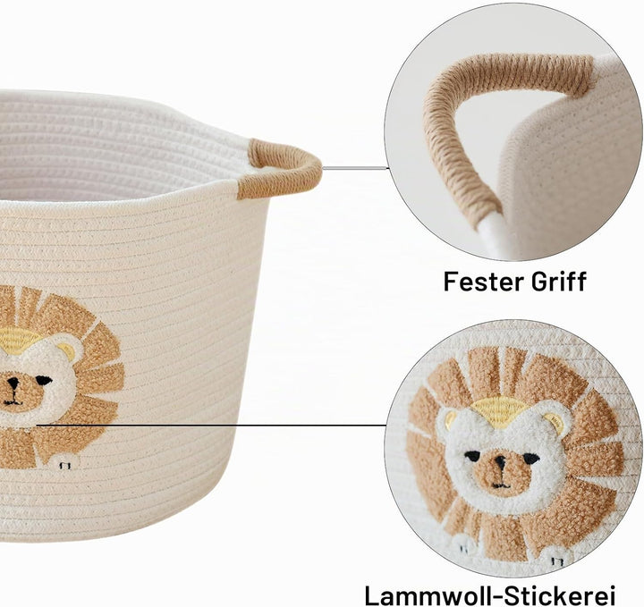 Aufbewahrungskorb Kinder Korb Geflochten Wäschekorb Kinderzimmer Wickeltisch Organizer Korb Mit Löwe