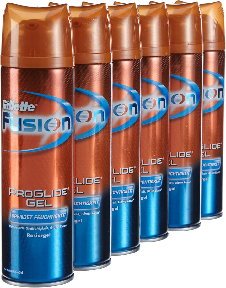 Gillette Fusion ProGlide Rasiergel Feuchtigkeit 200 ml, 6er Pack (6 x 200 ml) 200 ml (6er Pack), 200