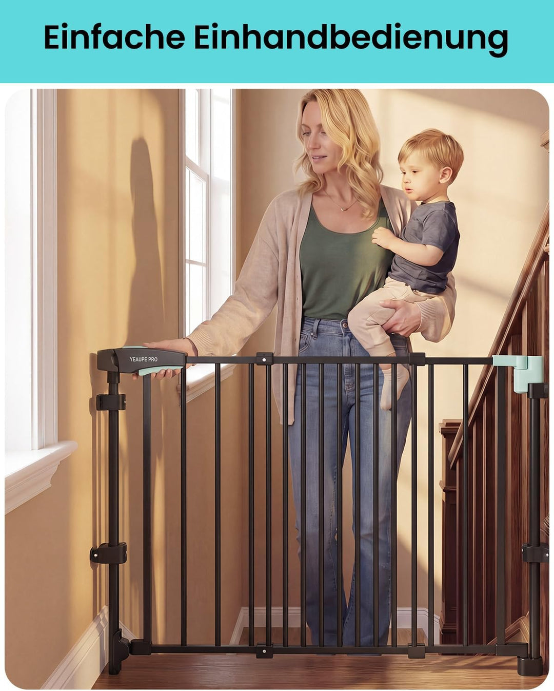 YEAUPE PRO Treppenschutzgitter Zum Bohren, für Breiten 75-110 cm | Türschutzgitter, Kinderschutzgitt