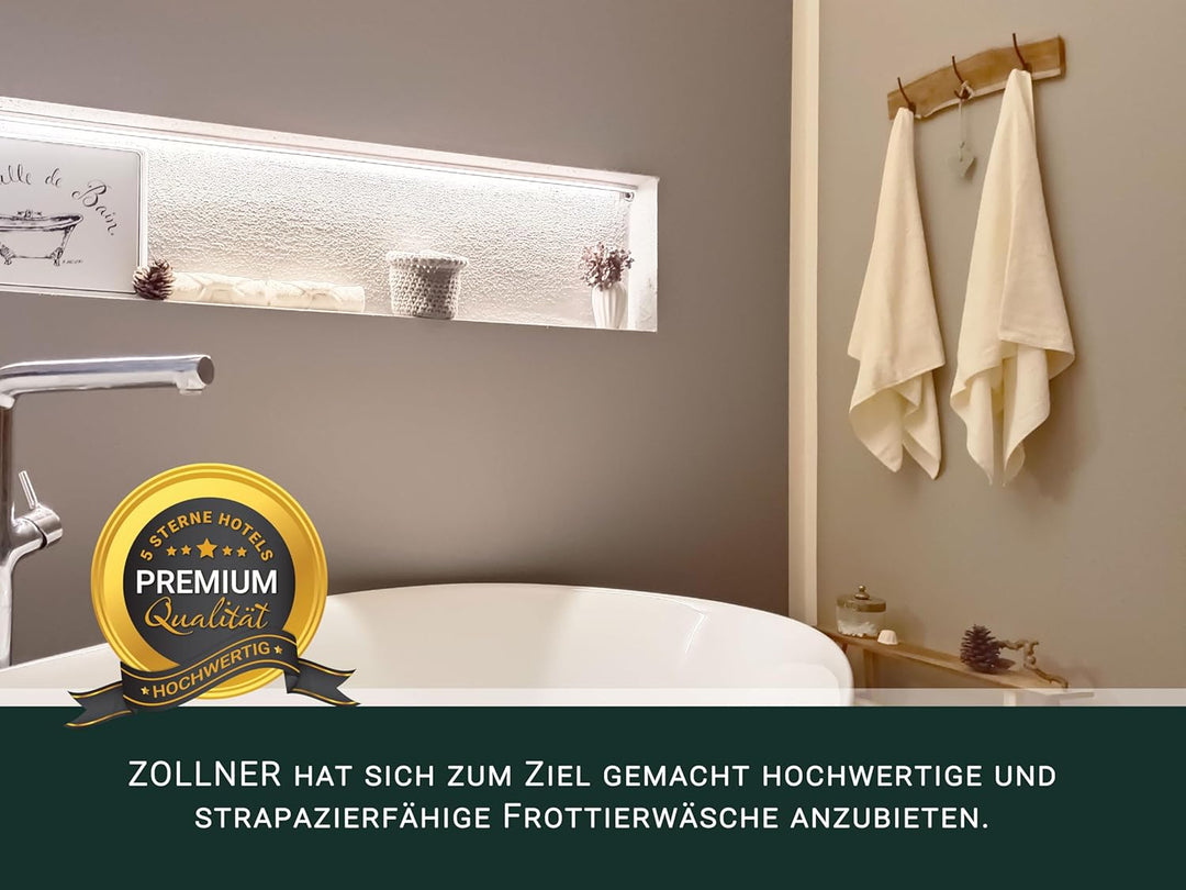 ZOLLNER 3er Set Duschtücher, Badehandtücher, 70x140 cm, Baumwolle, Creme 3x Duschtücher Creme, 3x Du