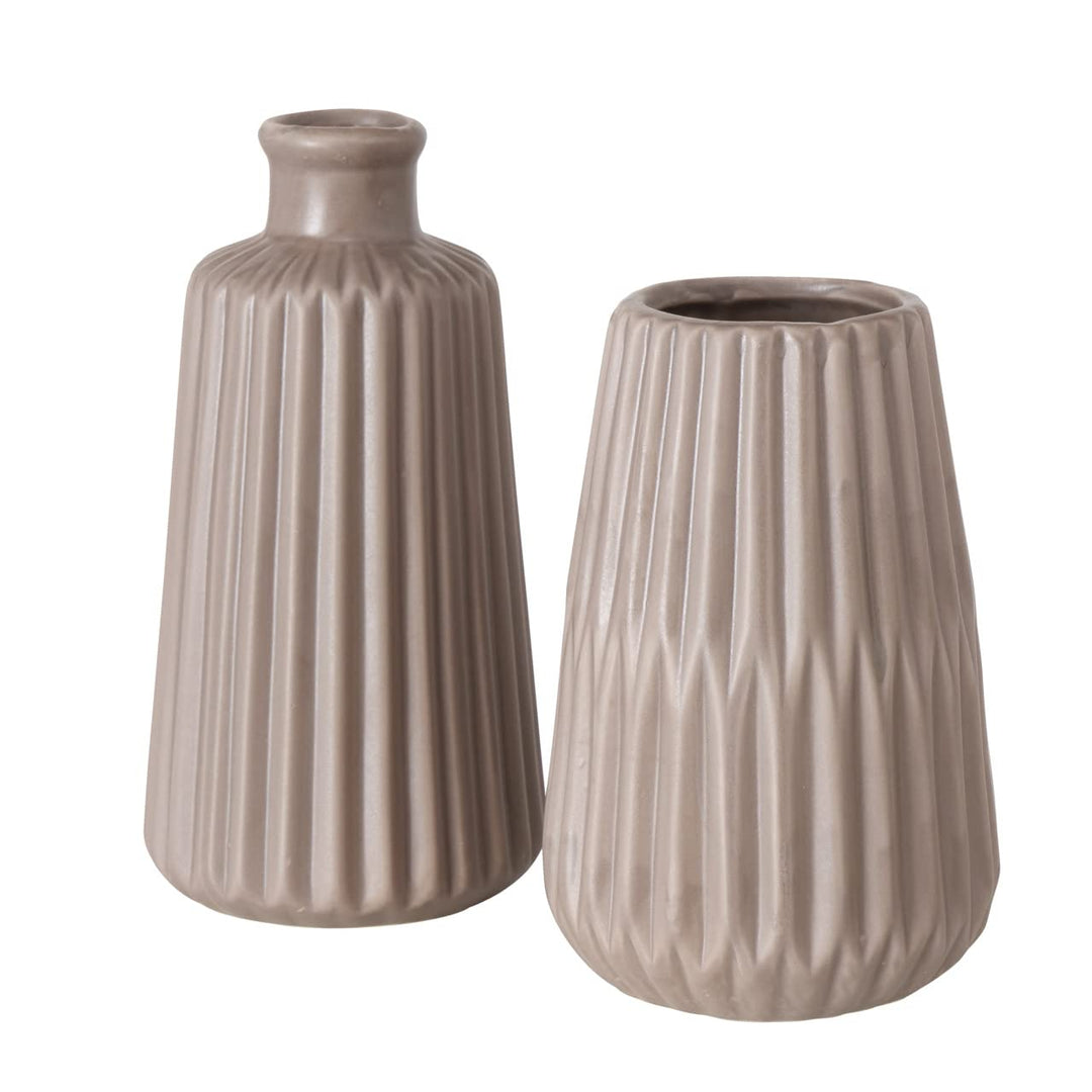 Boltze Vasen Set Esko 2-teilig, Blumenvasen aus Keramik, ø ca. 8,5 cm, ohne Blumen, skandinavischer
