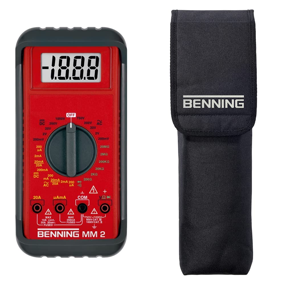 Benning MM 2 Digital-Multimeter (mit digitaler Anzeige, Max. Spannungsmessbereich DC 1000 V, inkl. G