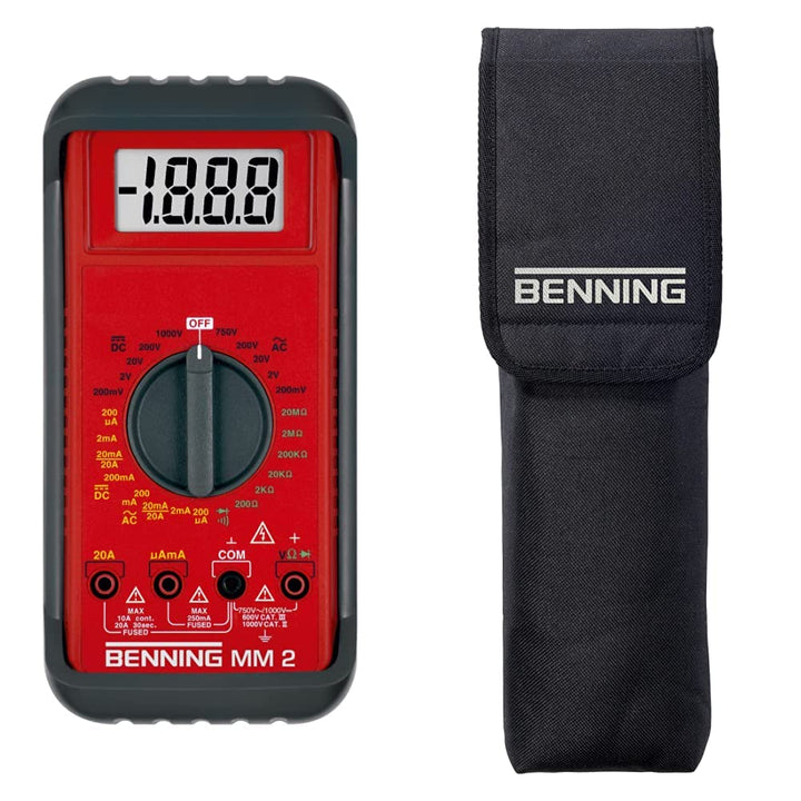 Benning MM 2 Digital-Multimeter (mit digitaler Anzeige, Max. Spannungsmessbereich DC 1000 V, inkl. G