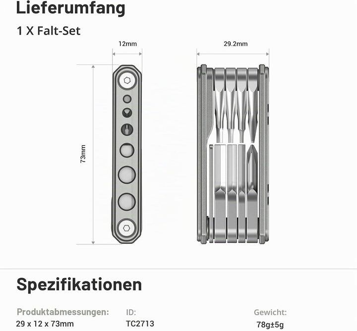 SMALLRIG 9 in 1 Faltwerkzeugset Multifuncitonal Tool Kit für Videografen - TC2713