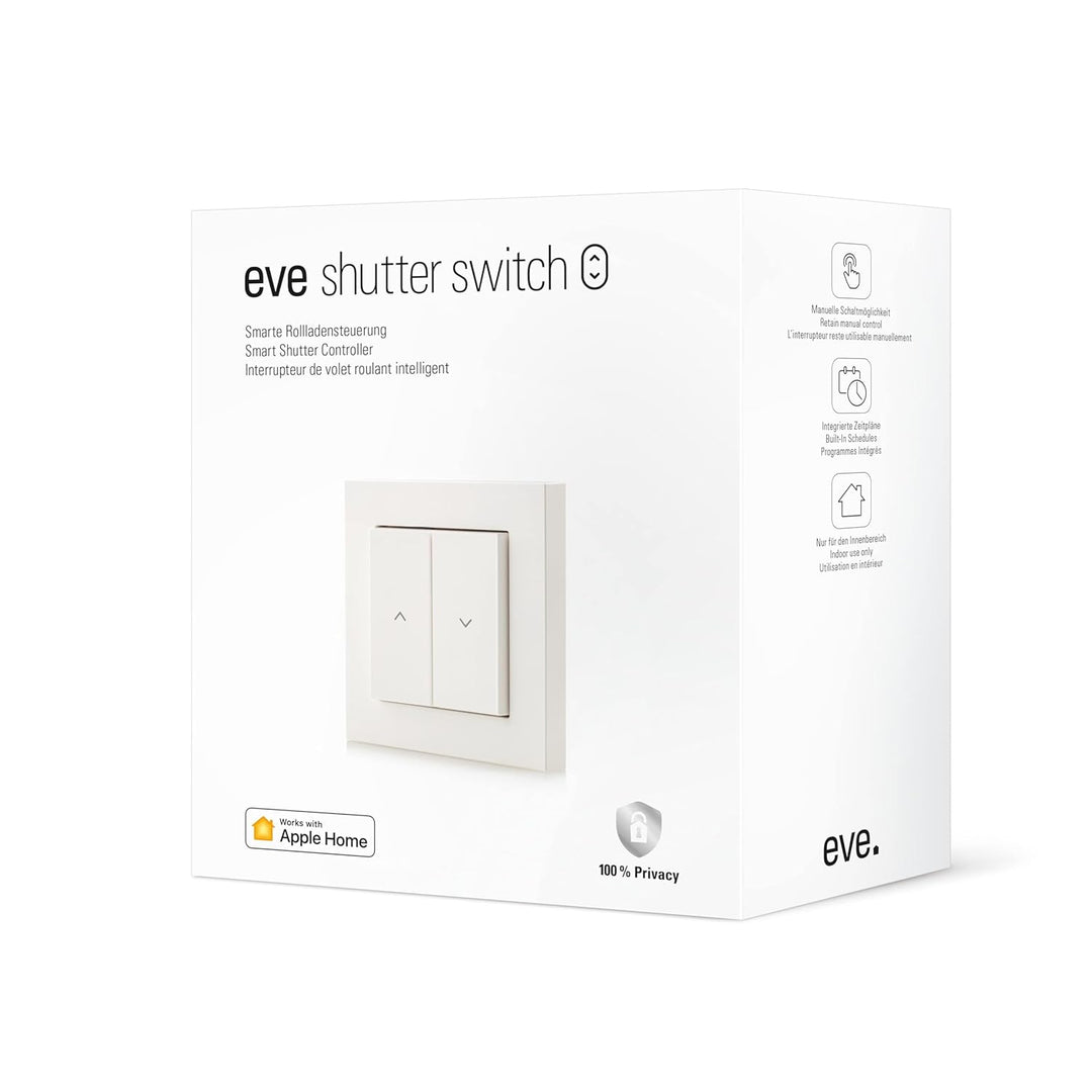 Eve Shutter Switch – Smarte Rollladensteuerung mit integrierten Zeitplänen, Adaptive Beschattung, Si