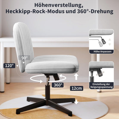 naspaluro Bürostuhl Ohne Armlehnen, Schreibtischstuhl mit Stoffbezug, Lesesessel mit Breiterem Polst