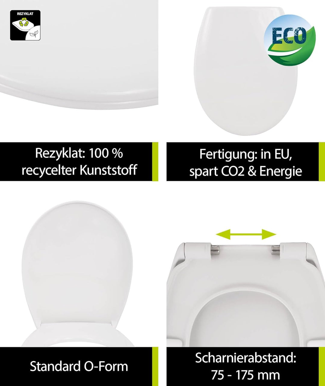 'aquaSu® Toilettendeckel nachhaltig Carini, WC-Sitz mit Absenkautomatik, Made in EU, aus 100% recyce