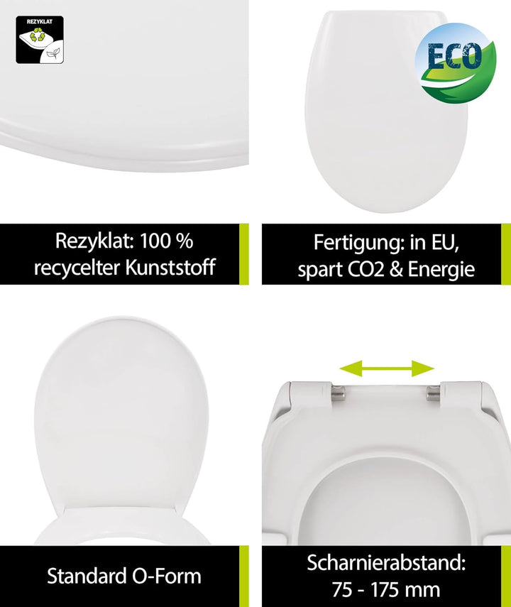'aquaSu® Toilettendeckel nachhaltig Carini, WC-Sitz mit Absenkautomatik, Made in EU, aus 100% recyce