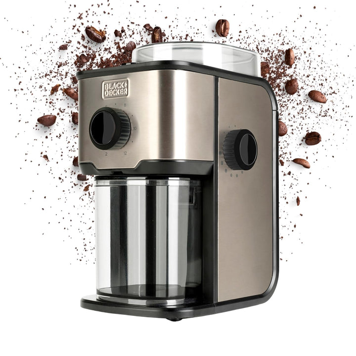 Black+Decker - Kaffeemühle BXCG151E | 150W Leistung | 14 Mahlgrade | 200g Behälter | Edelstahl-Anti-