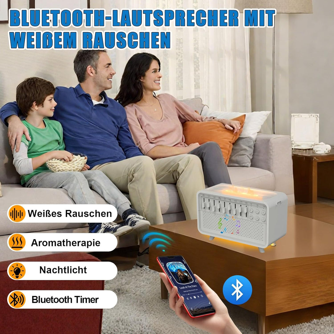 4-in-1 White Noise Machine, 8 Umgebungsgeräuscheffekte, Bluetooth Lautsprecher, Luftbefeuchter mit F