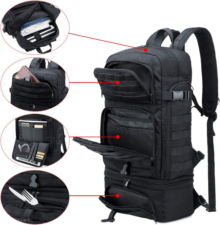 BERTASCHE Taktisch Rucksack Trekkingrucksack 35L Wanderrucksack 15.6 Zoll Laptop Lunch Rucksack für