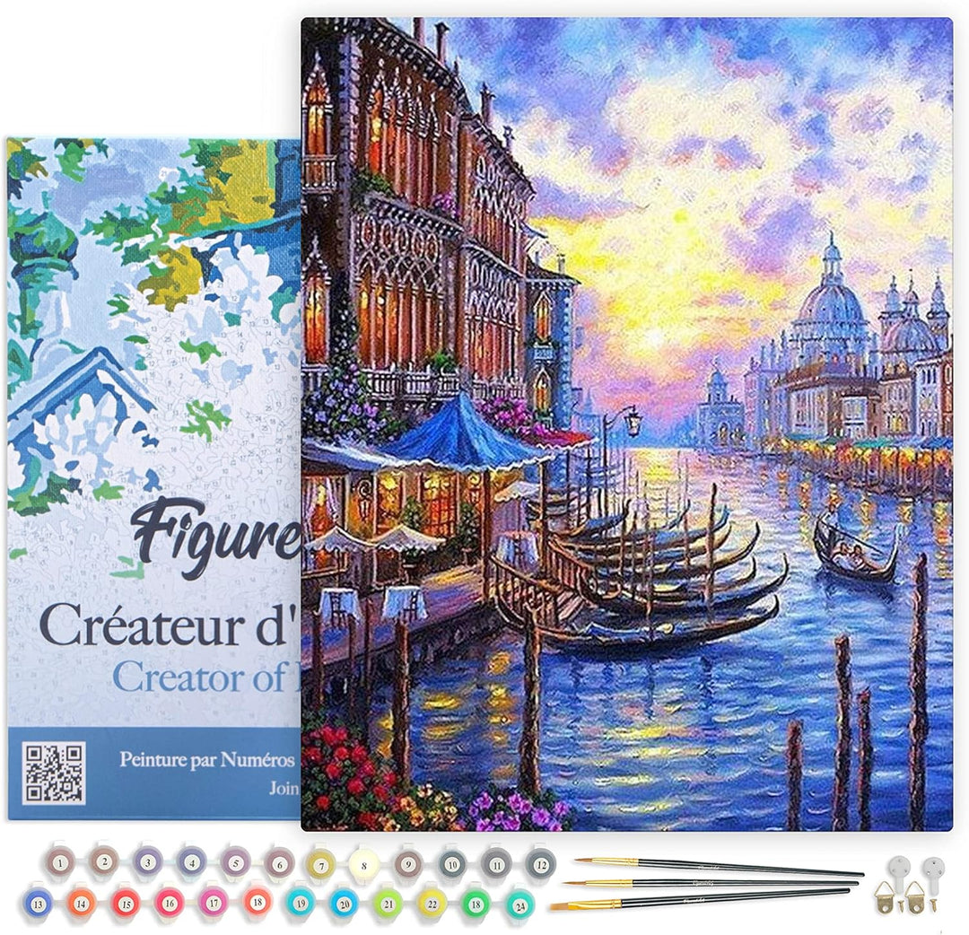 Figured'Art Malen Nach Zahlen Erwachsene Mit Rahmen Der Grosse Kanal in Venedig - Paint by Numbers B