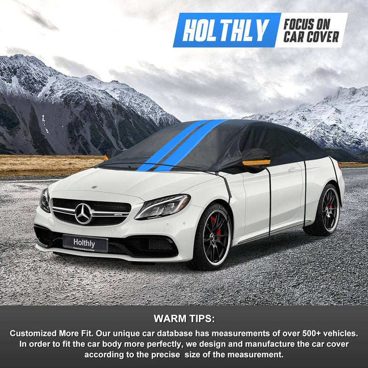 Halbgarage für Auto Winter,PKW Halbgarage Oben Wasserdicht Atmungsaktiv Autoabdeckung,Abdeckplane Ha