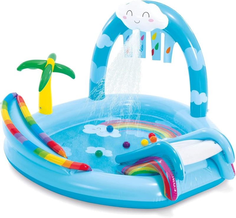 Intex 57175NP – Aufblasbarer Pool Play Center Regenbogen, Vinyl, Mehrfarbig, 185 x 178 x 119 cm