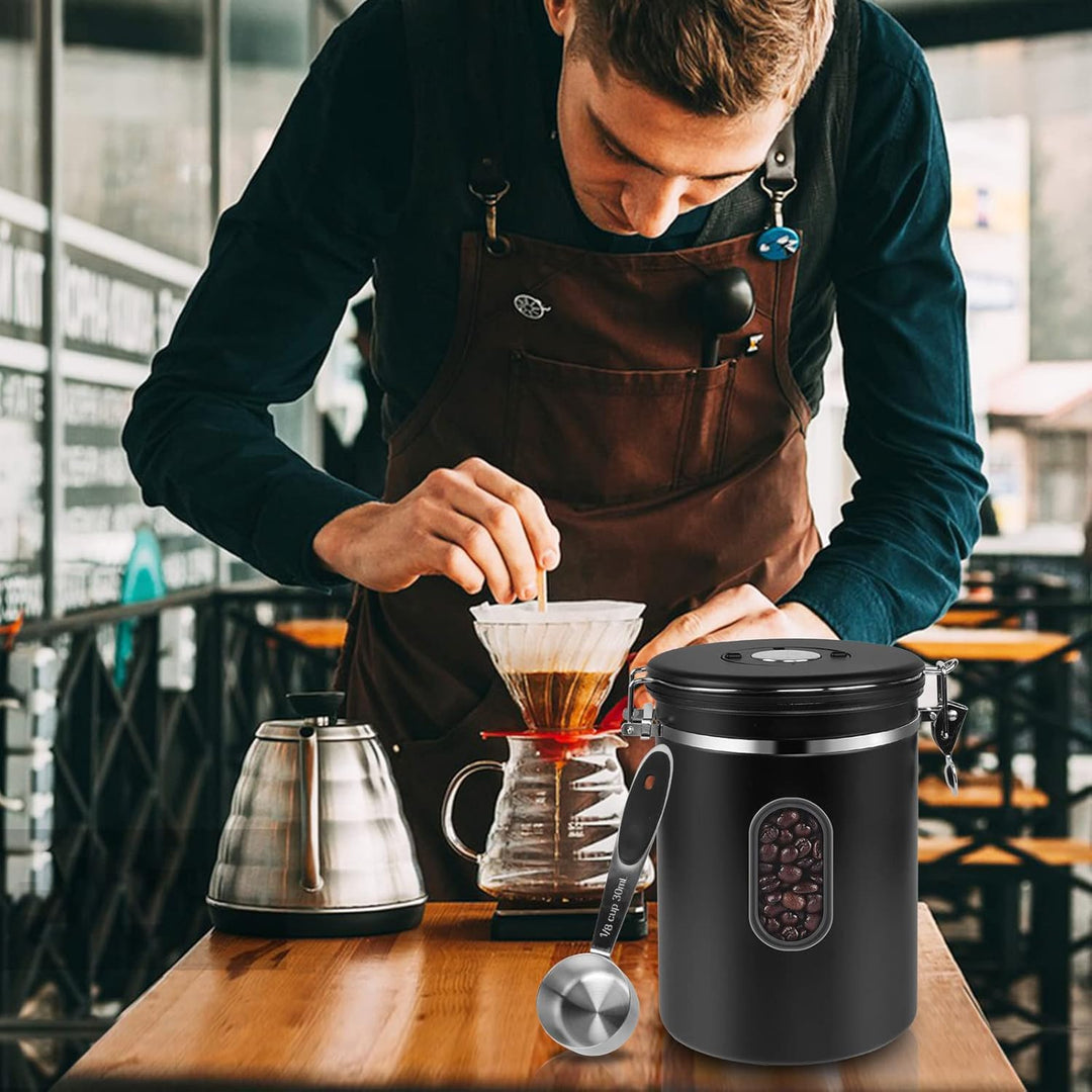 ROCKY&CHAO Kaffeedose Luftdicht aus Edelstahl 2,8L Kaffeebhnen Behälter Vorratsdose für Tee Nüsse Ka