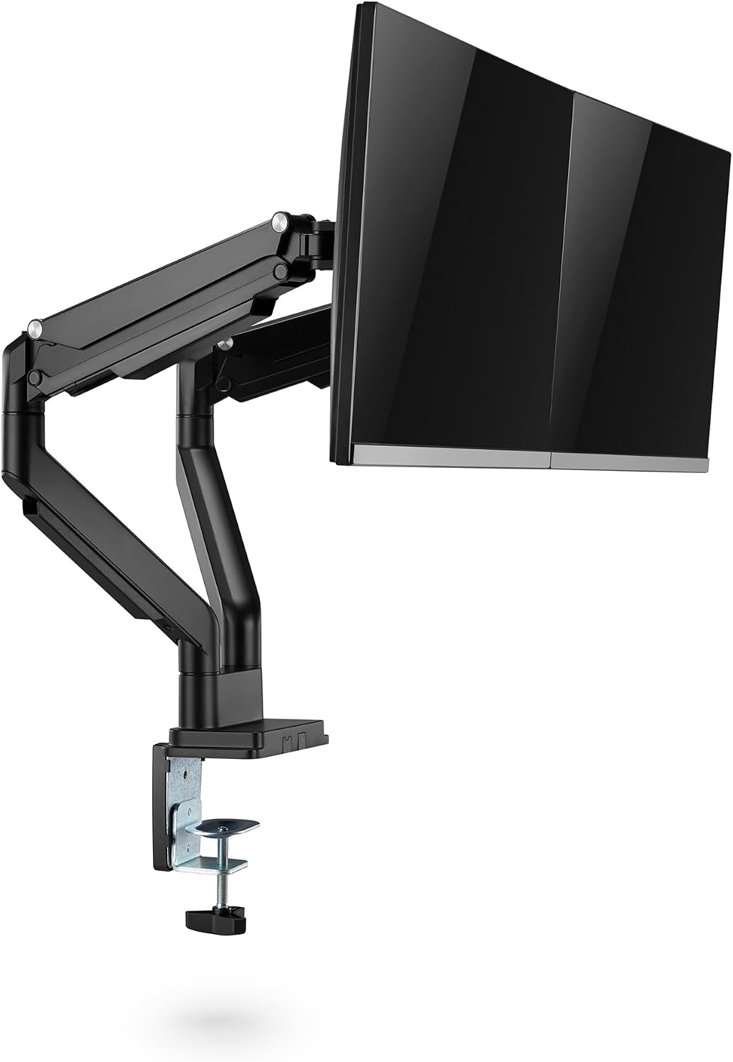 Ergolutions® Dual Gasdruck Monitorarm Schwarz - Höhenverstellbar, für 2 Monitore bis 32", VESA 75x75