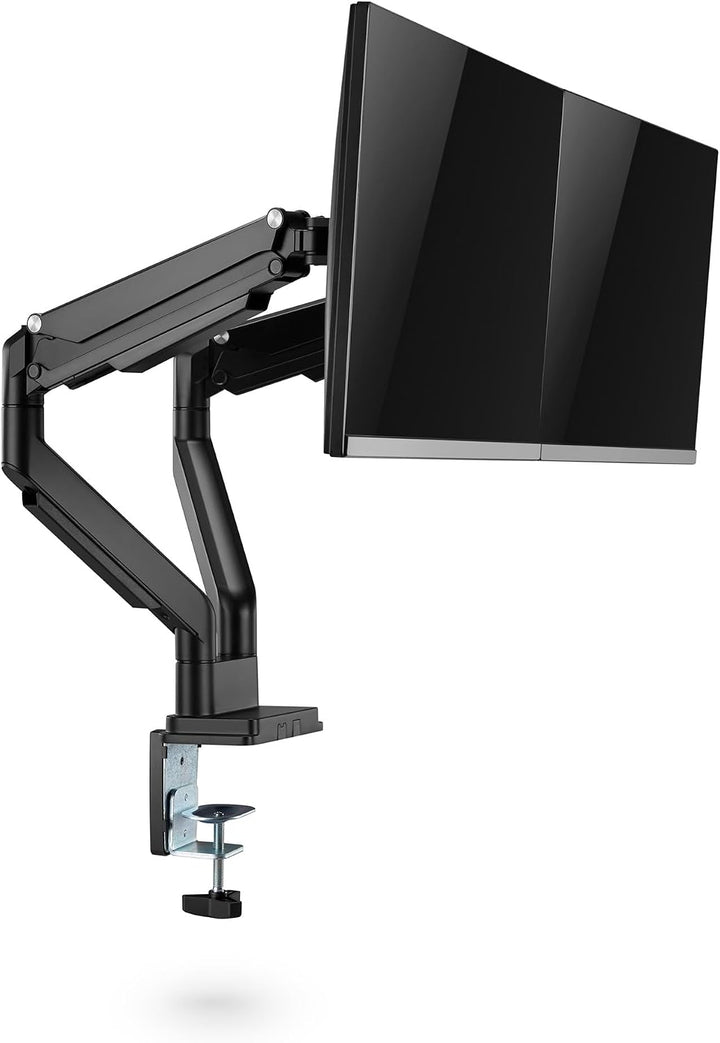 Ergolutions® Dual Gasdruck Monitorarm Schwarz - Höhenverstellbar, für 2 Monitore bis 32", VESA 75x75
