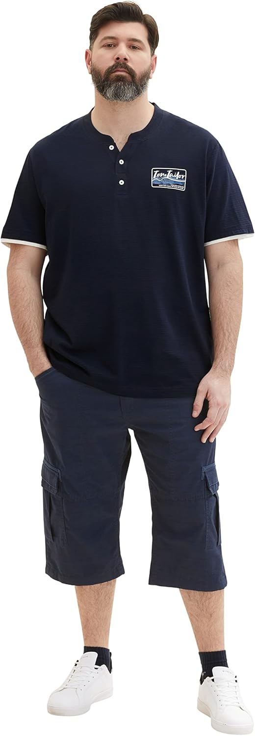 TOM TAILOR Herren Plussize Cargo Max Overknee Bermuda Shorts 48 Grosse Grössen 31293 - Navy Check, 4