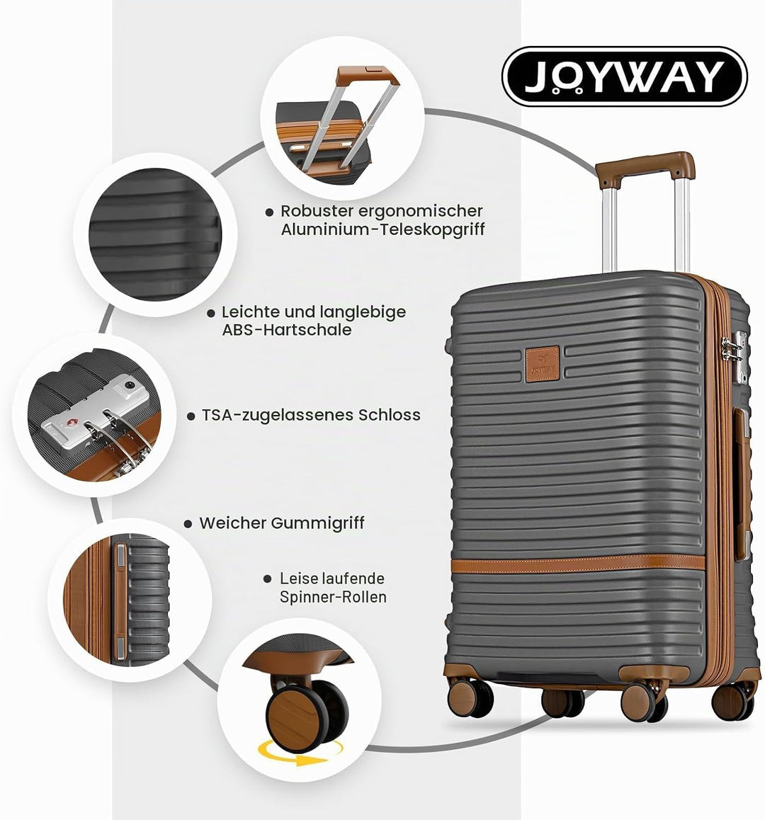 Joyway Kofferset Reisekoffer Set 7tlg Hartschale mit Beautycase Kosmetikkoffe mit 4 Rollen und TSA-S