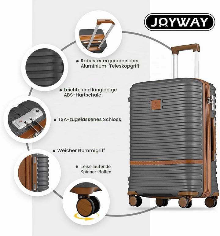 Joyway Kofferset Reisekoffer Set 7tlg Hartschale mit Beautycase Kosmetikkoffe mit 4 Rollen und TSA-S
