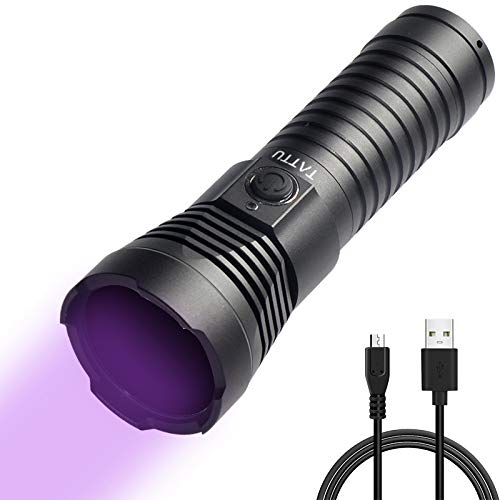 TATTU U3S UV Taschenlampe Wiederaufladbare 365nm Schwarz Licht mit ZWB2 Filter, 10W Schwarzlicht LED