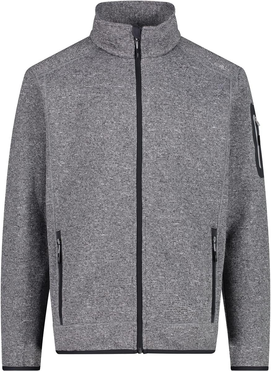 CMP Herren Knit tech mélange Fleece Jacket Fleecejacke 58 Eis-Titan-Schwarz, 58 Eis-Titan-Schwarz