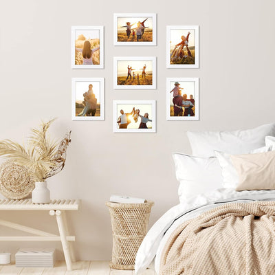 Giftgarden 7 Stück Bilderrahmen Set 13x18 cm für 18x13 Fotos und Bilder, Moderne Weiss Fotorahmen Co