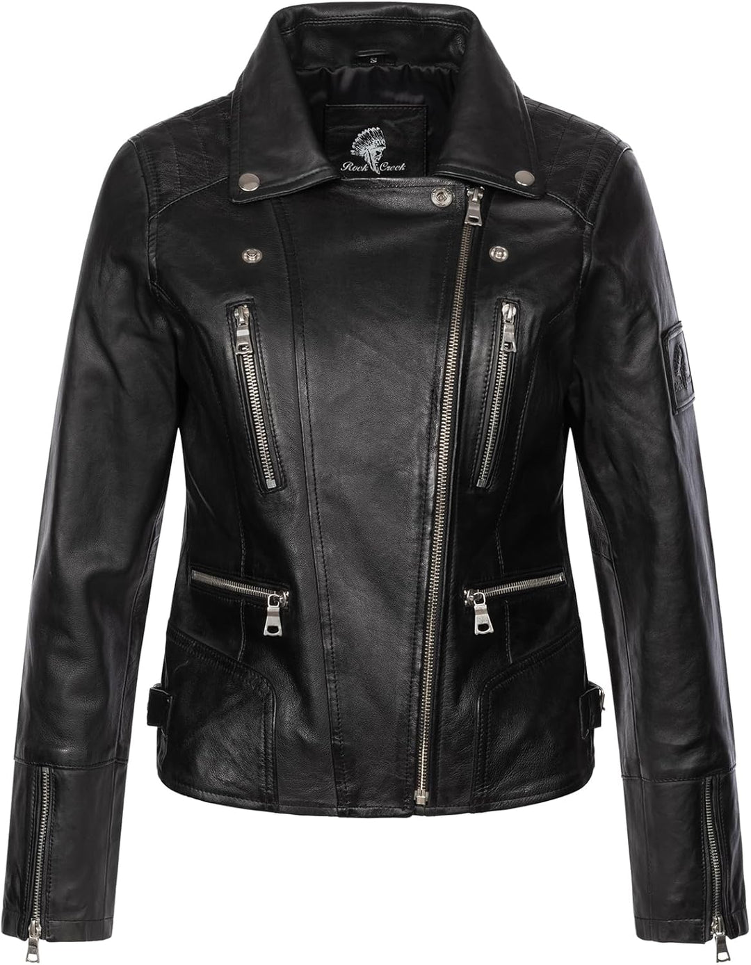 Rock Creek Damen Lederjacke echt Leder Jacke D-490, XS Schwarz