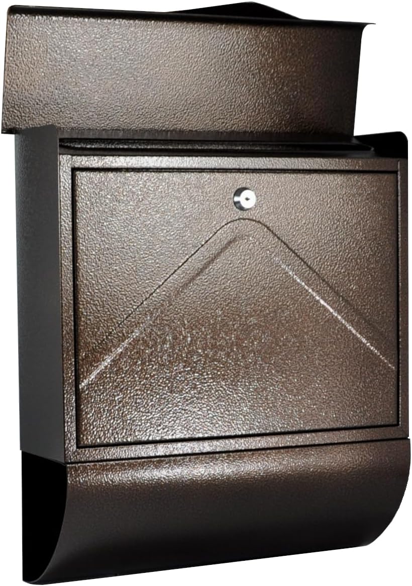 Designer Briefkasten Wandbriefkasten Postkasten mit Zeitungsrolle Zeitungsfach Braun Bronze Antik Br