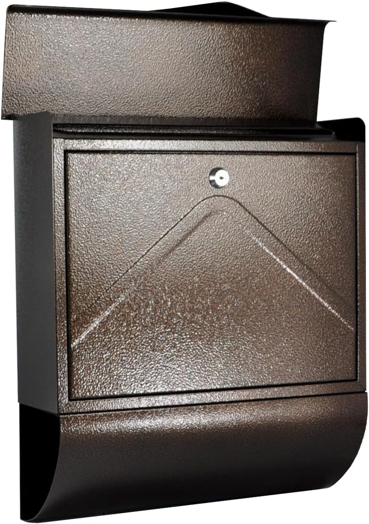Designer Briefkasten Wandbriefkasten Postkasten mit Zeitungsrolle Zeitungsfach Braun Bronze Antik Br